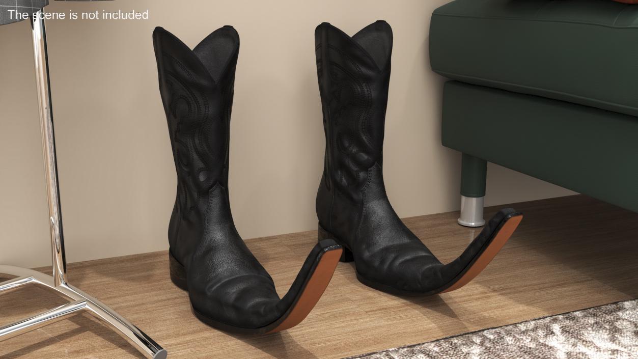 3D model Mexican Guarachero Boots Black