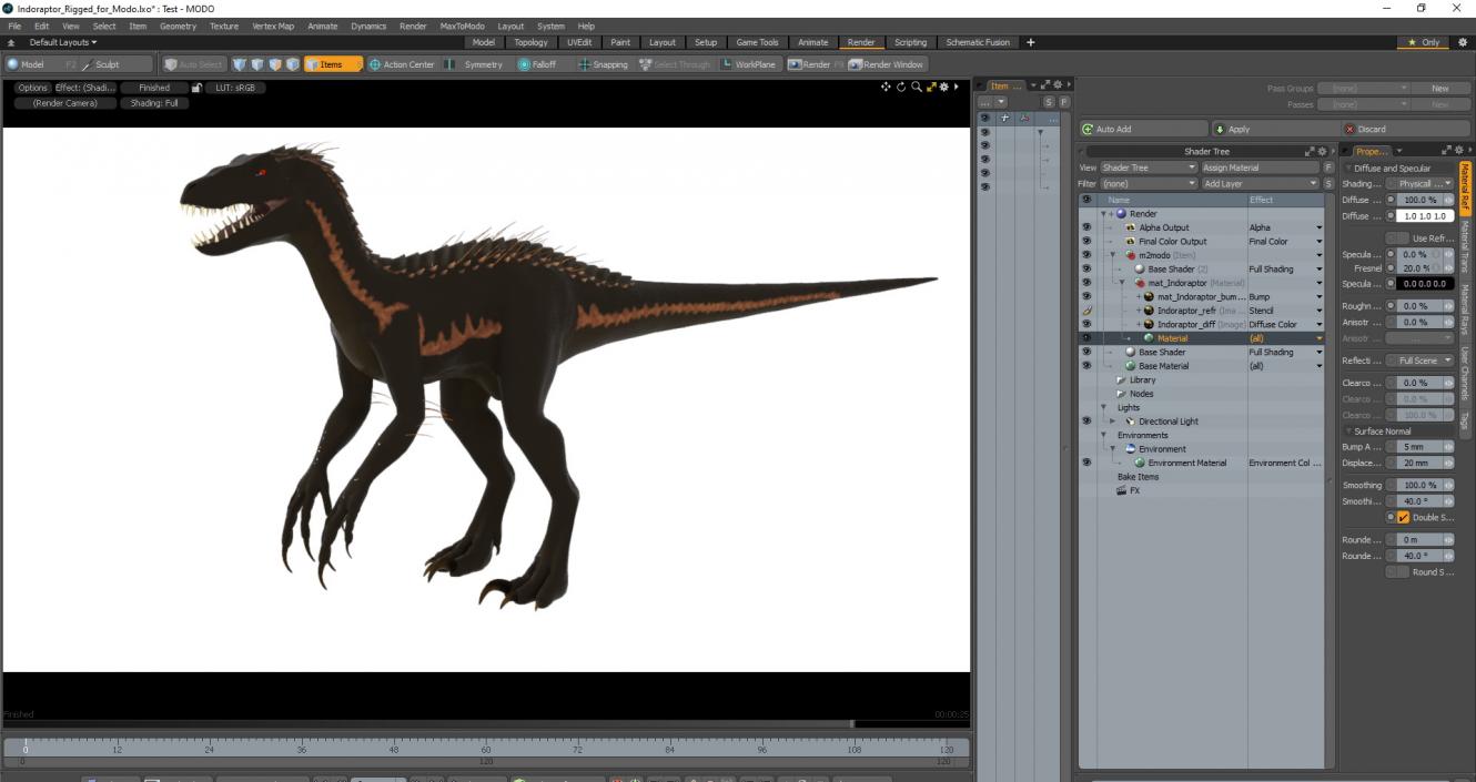 3D Indoraptor Rigged for Modo