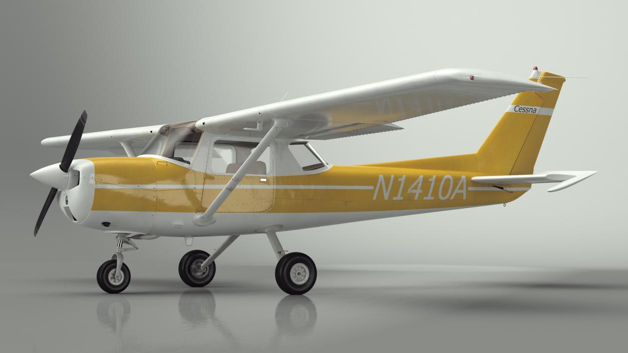 Private Single Engine Propeller Aircraft Cessna 150 Rigged for Cinema 4D 3D