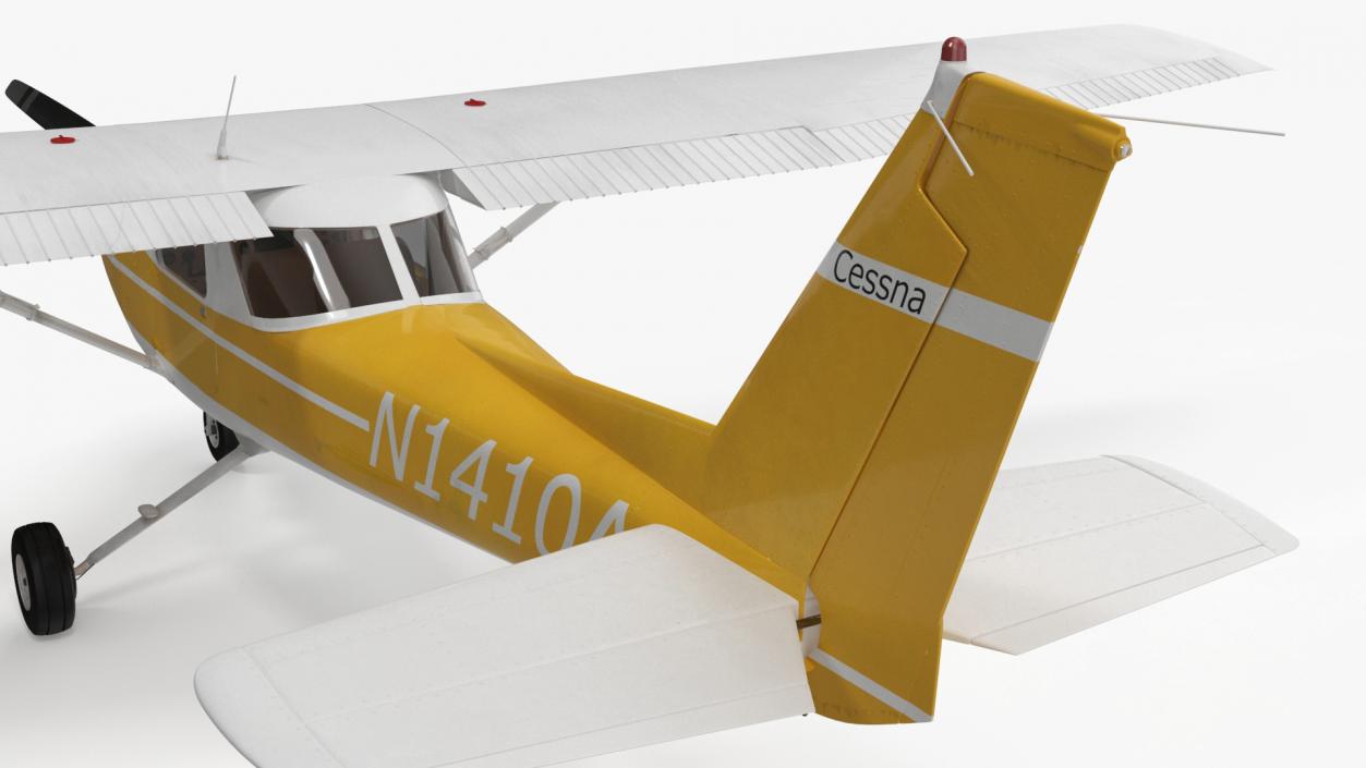 Private Single Engine Propeller Aircraft Cessna 150 Rigged for Cinema 4D 3D