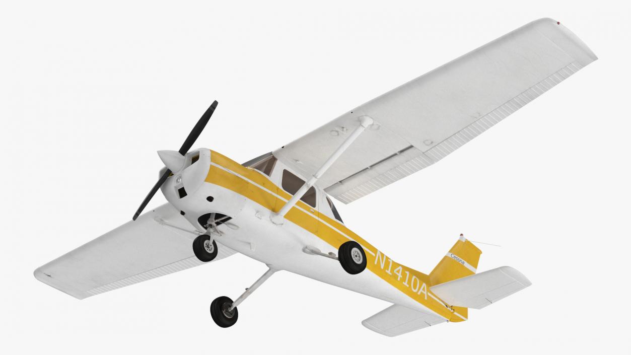 Private Single Engine Propeller Aircraft Cessna 150 Rigged for Cinema 4D 3D