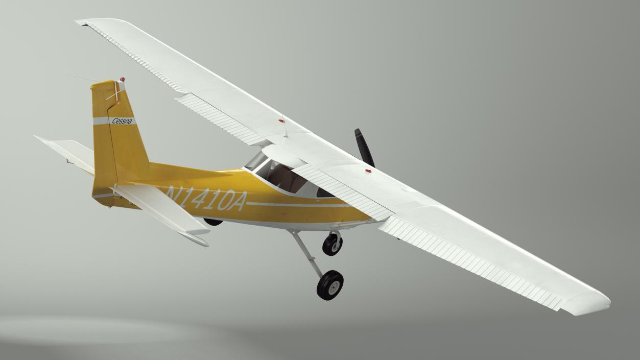 Private Single Engine Propeller Aircraft Cessna 150 Rigged for Cinema 4D 3D