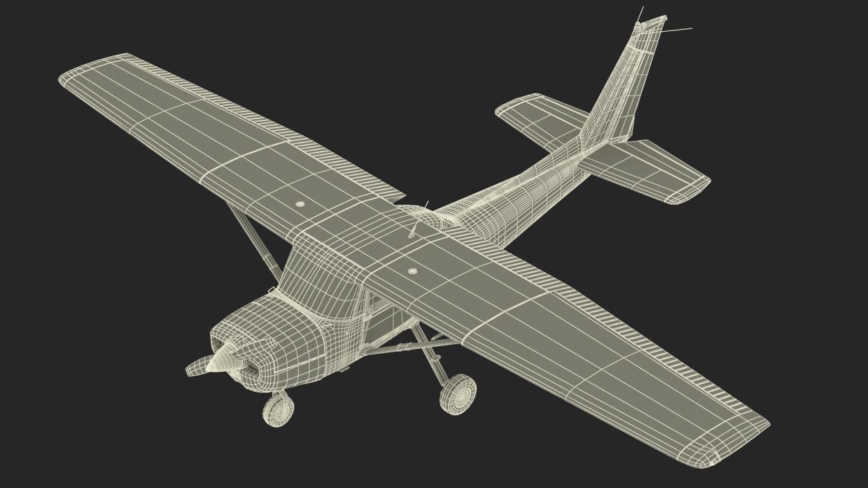 Private Single Engine Propeller Aircraft Cessna 150 Rigged for Cinema 4D 3D