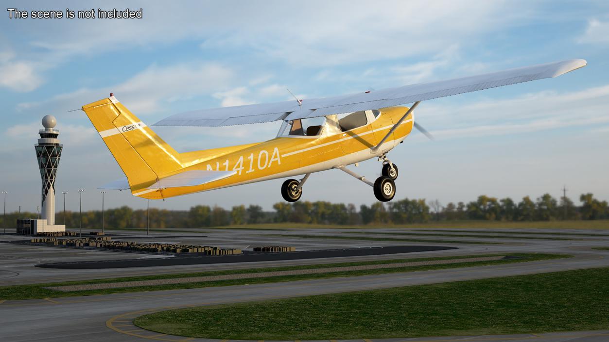 Private Single Engine Propeller Aircraft Cessna 150 Rigged for Cinema 4D 3D