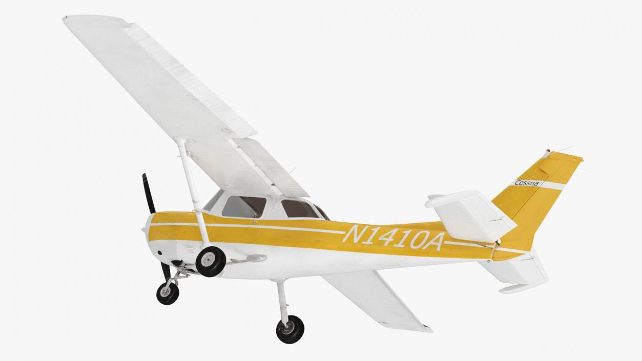 Private Single Engine Propeller Aircraft Cessna 150 Rigged for Cinema 4D 3D