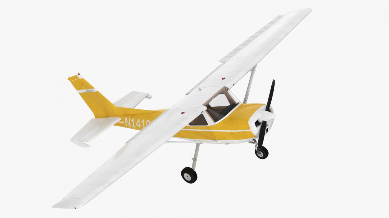 Private Single Engine Propeller Aircraft Cessna 150 Rigged for Cinema 4D 3D