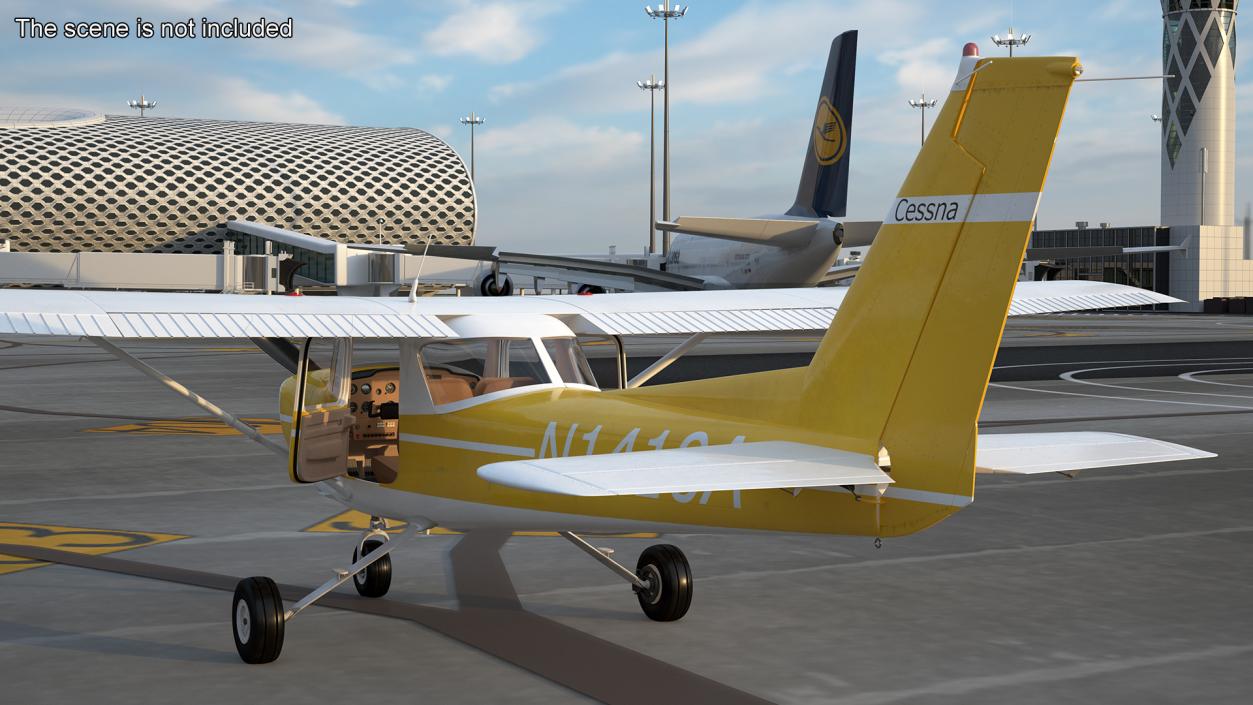 Private Single Engine Propeller Aircraft Cessna 150 Rigged for Cinema 4D 3D