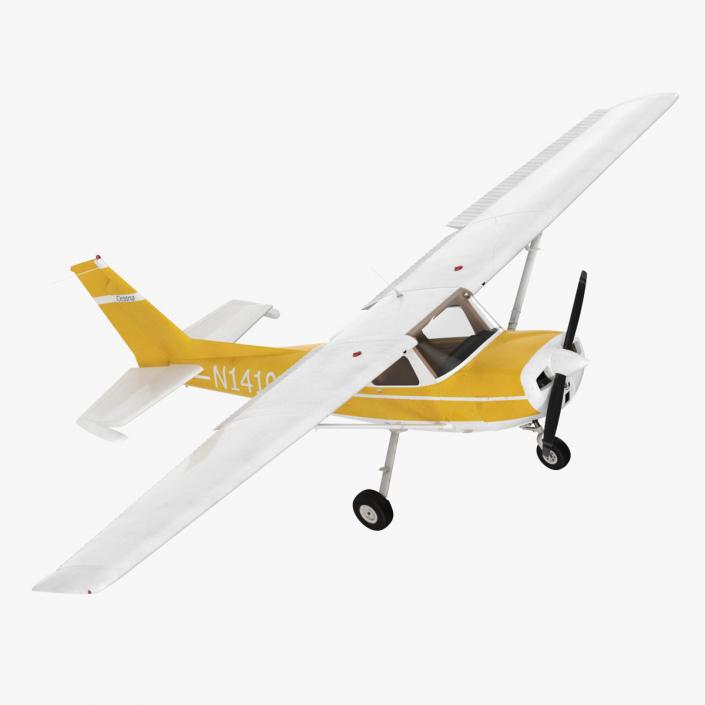 Private Single Engine Propeller Aircraft Cessna 150 Rigged for Cinema 4D 3D