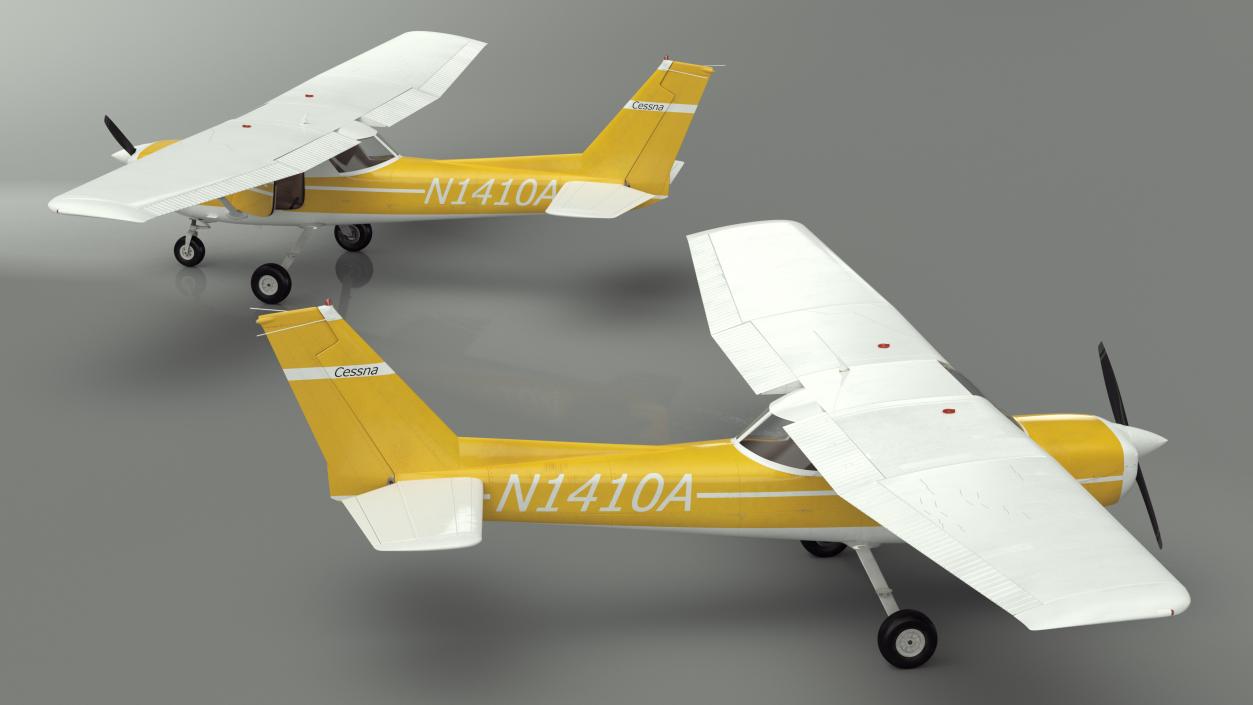 Private Single Engine Propeller Aircraft Cessna 150 Rigged for Cinema 4D 3D