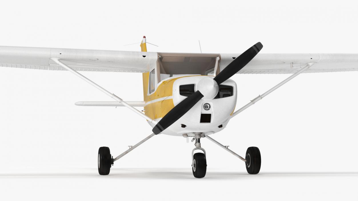 Private Single Engine Propeller Aircraft Cessna 150 Rigged for Cinema 4D 3D