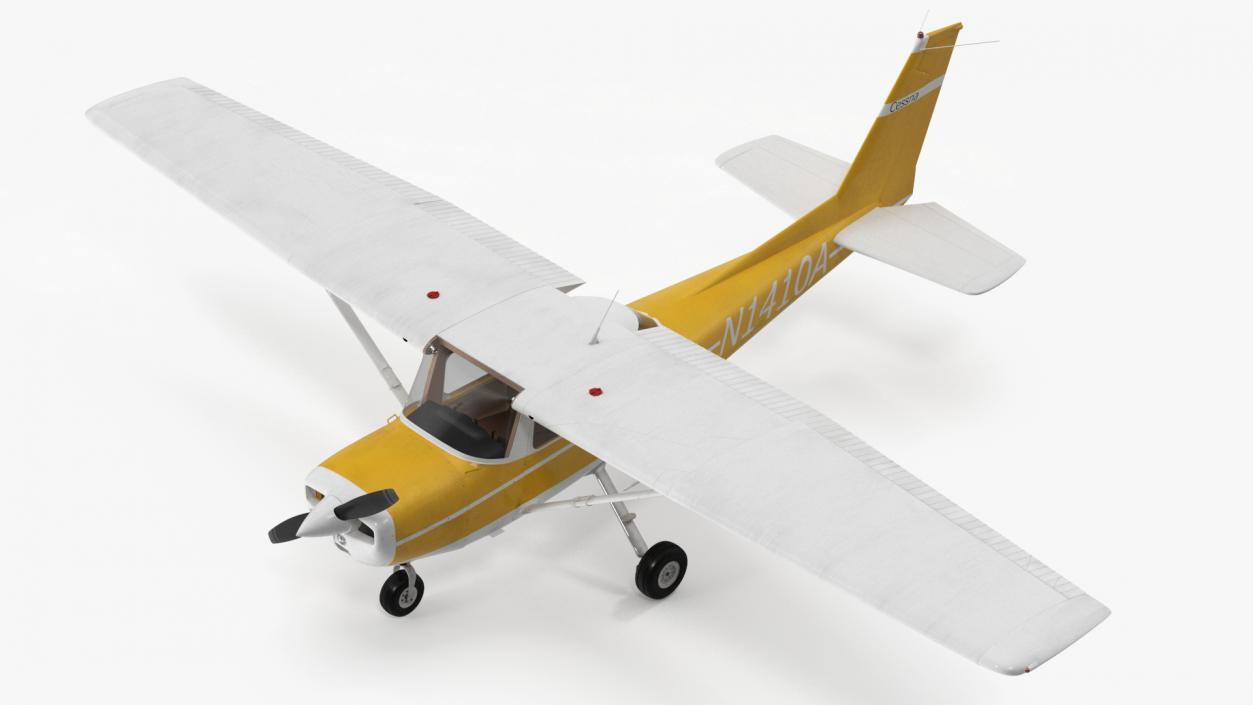 Private Single Engine Propeller Aircraft Cessna 150 Rigged for Cinema 4D 3D