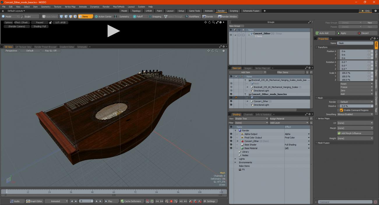 Concert Zither 3D model