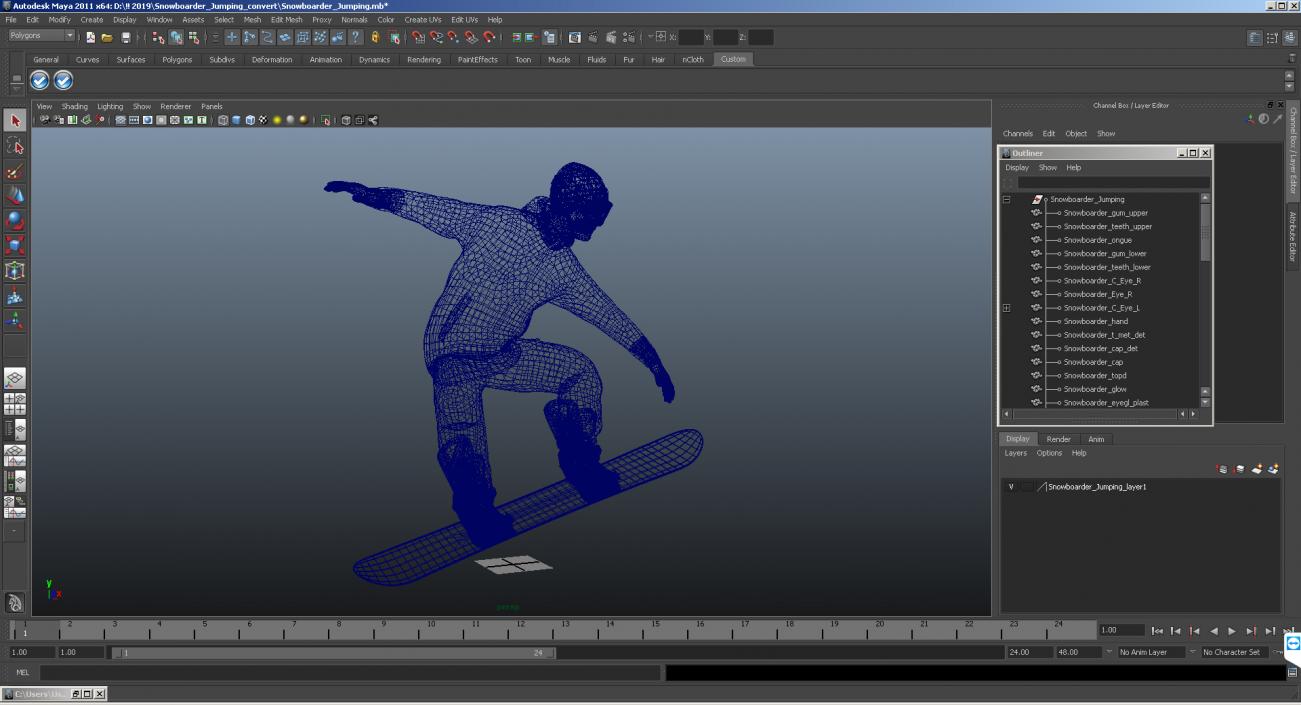 Snowboarder Jump Flight Stunt 3D model