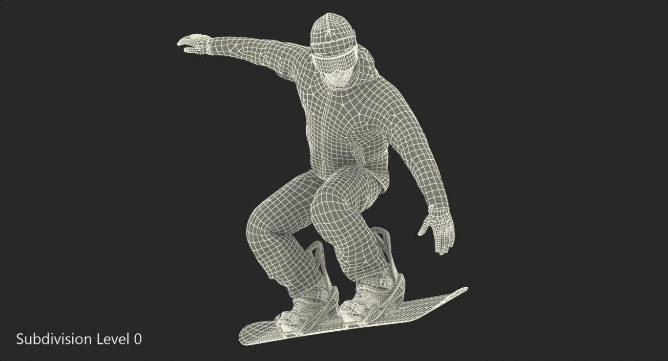 Snowboarder Jump Flight Stunt 3D model