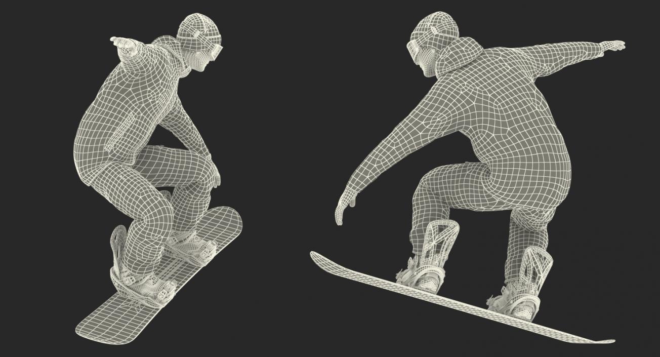 Snowboarder Jump Flight Stunt 3D model