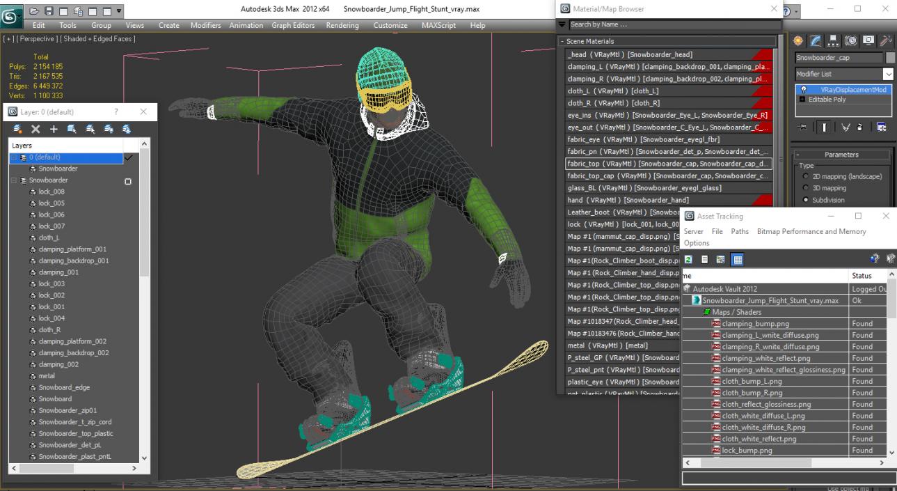 Snowboarder Jump Flight Stunt 3D model