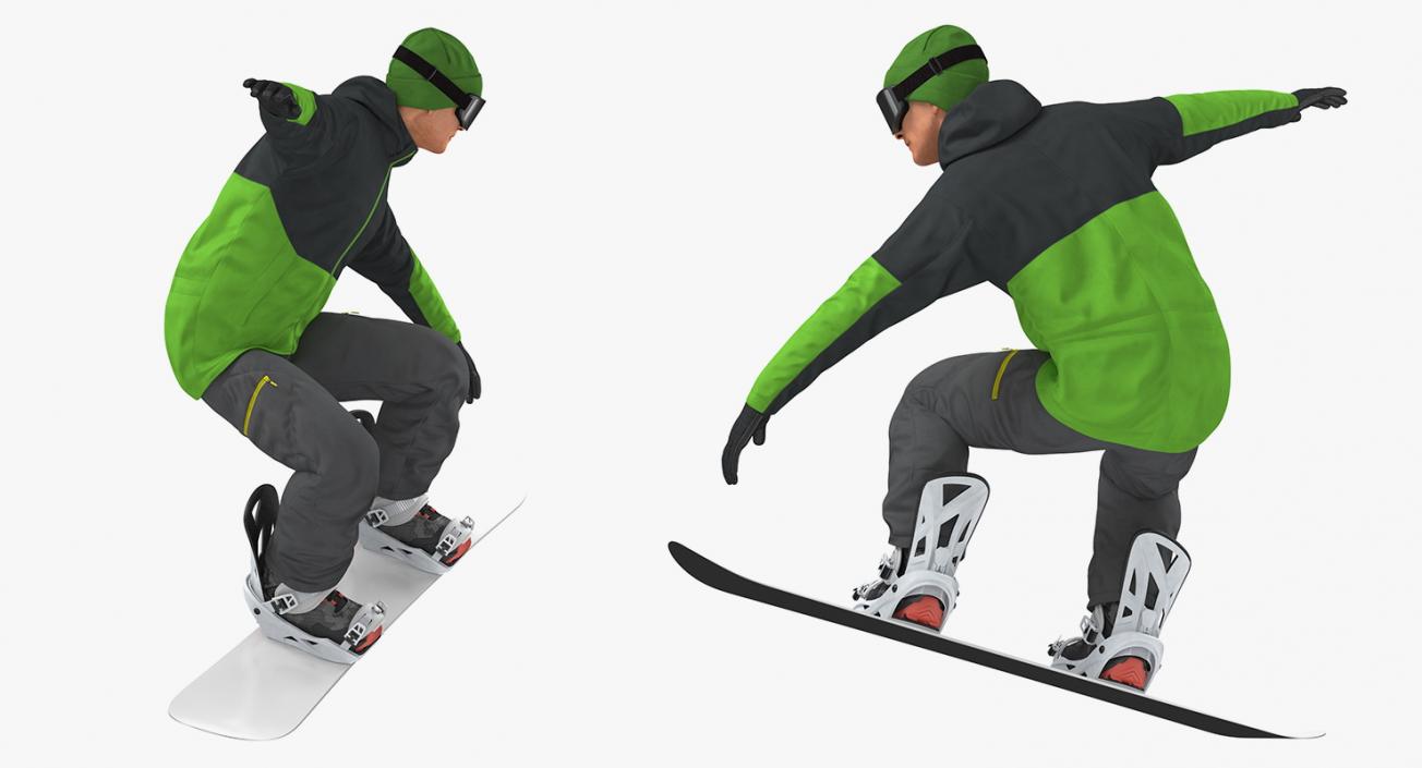 Snowboarder Jump Flight Stunt 3D model