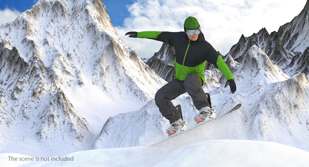 Snowboarder Jump Flight Stunt 3D model