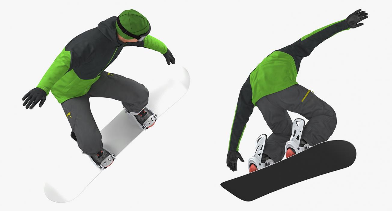 Snowboarder Jump Flight Stunt 3D model