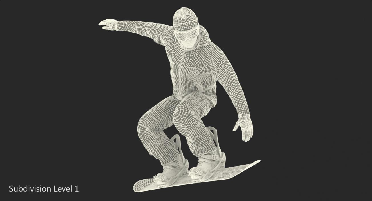 Snowboarder Jump Flight Stunt 3D model