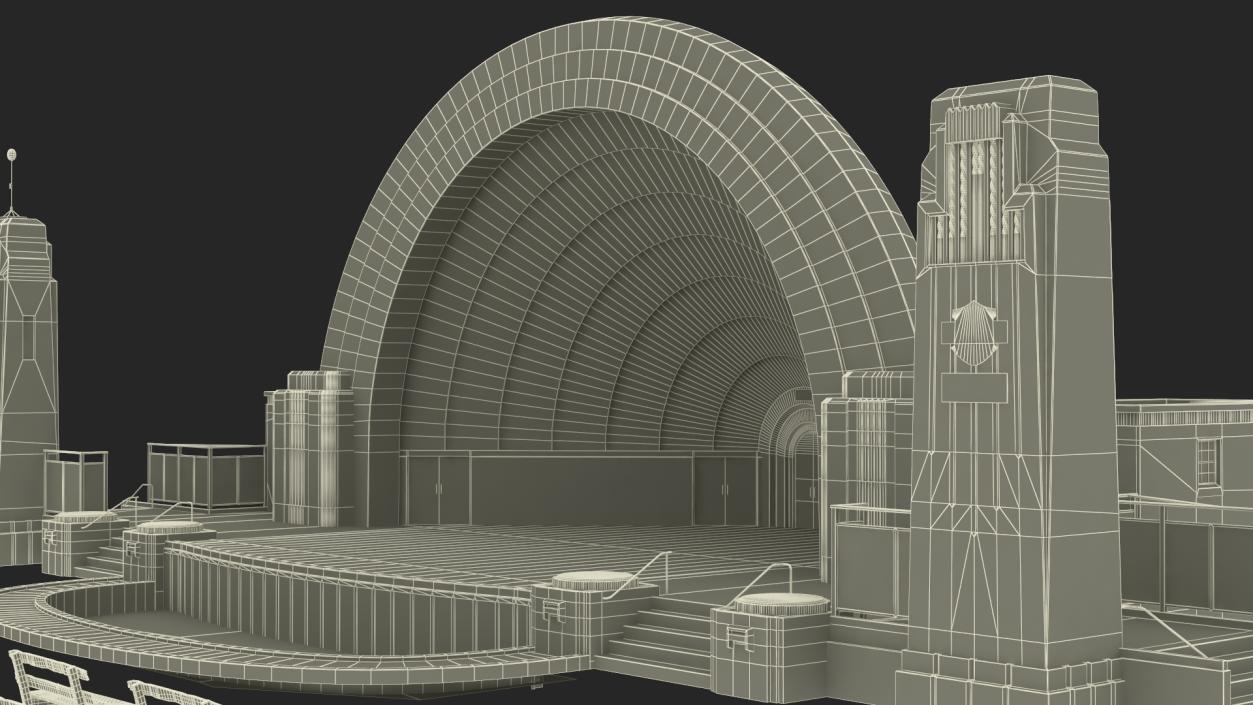 Open Air Amphitheater Structure with Seats 3D