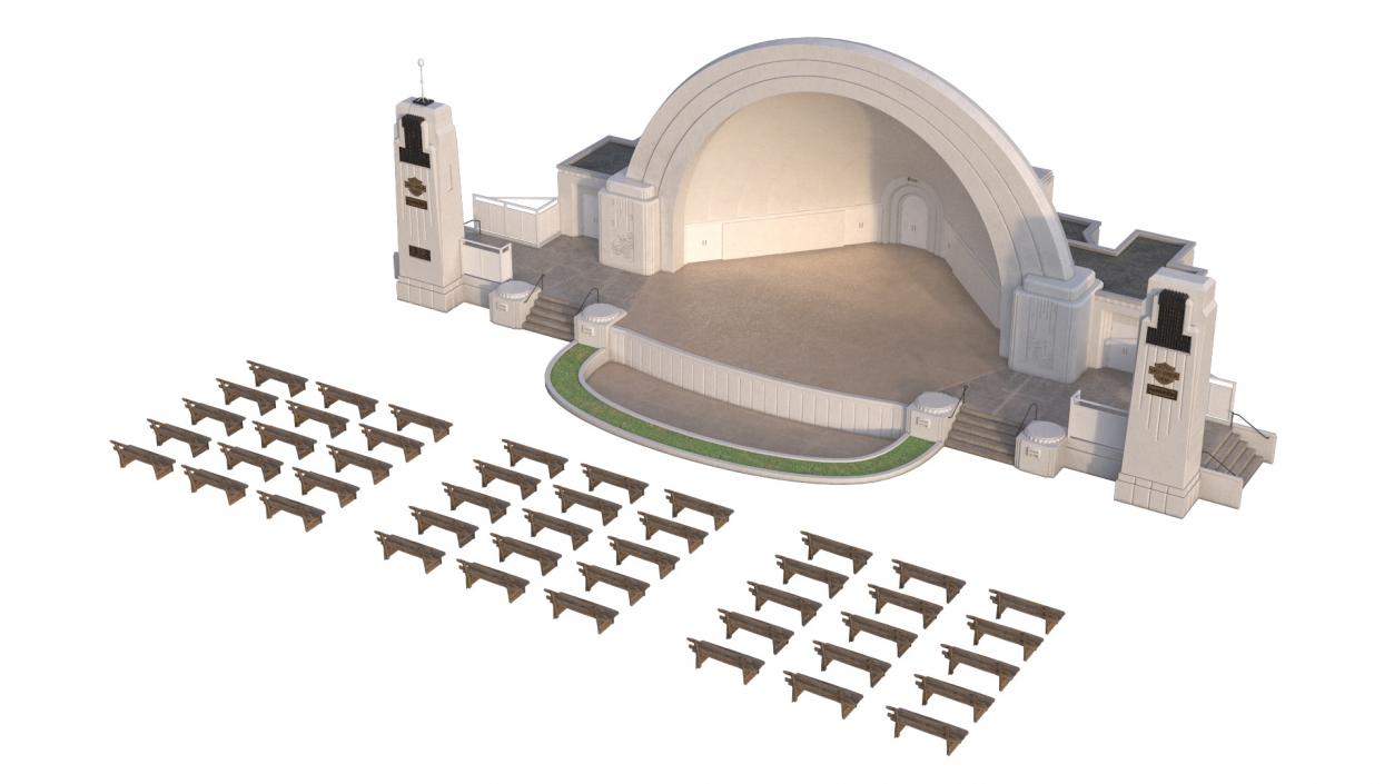 Open Air Amphitheater Structure with Seats 3D