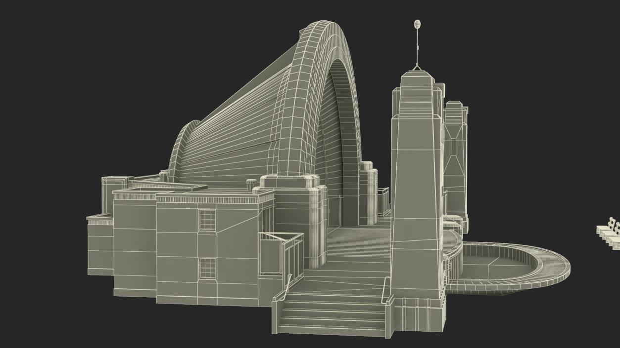 Open Air Amphitheater Structure with Seats 3D