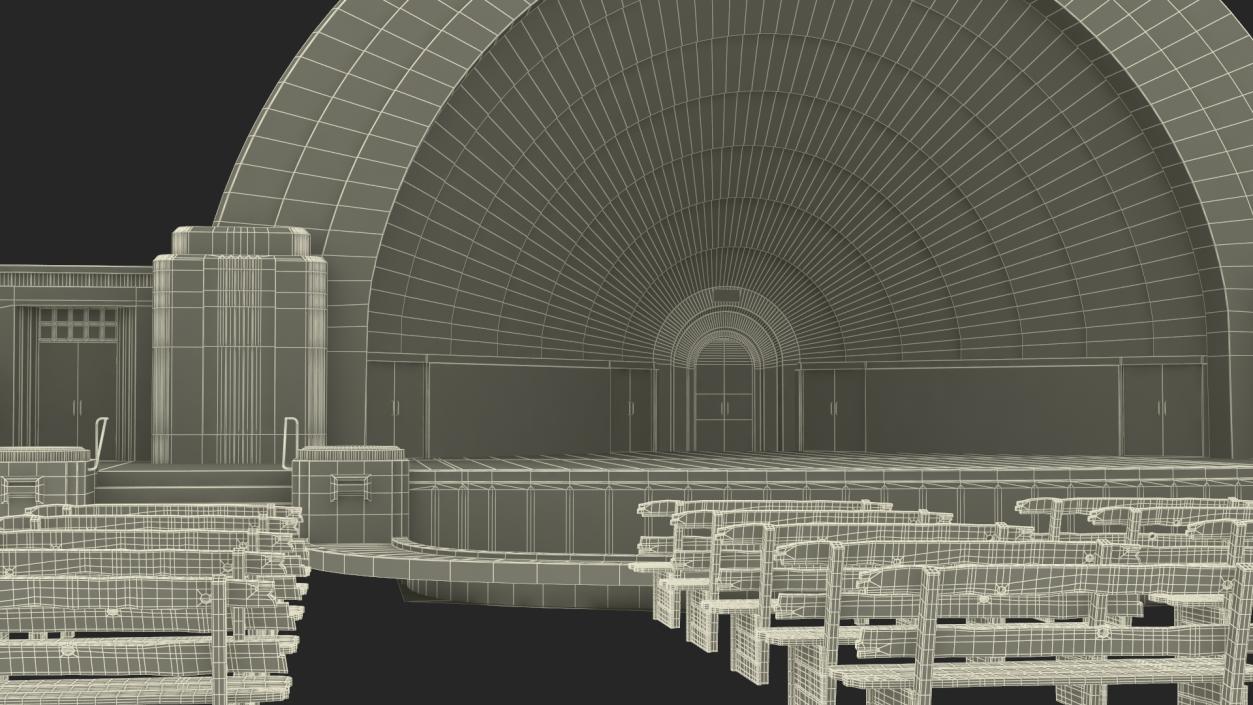 Open Air Amphitheater Structure with Seats 3D