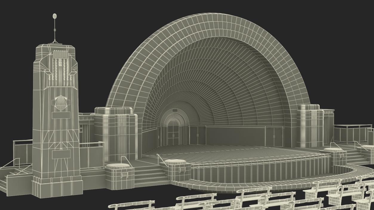 Open Air Amphitheater Structure with Seats 3D