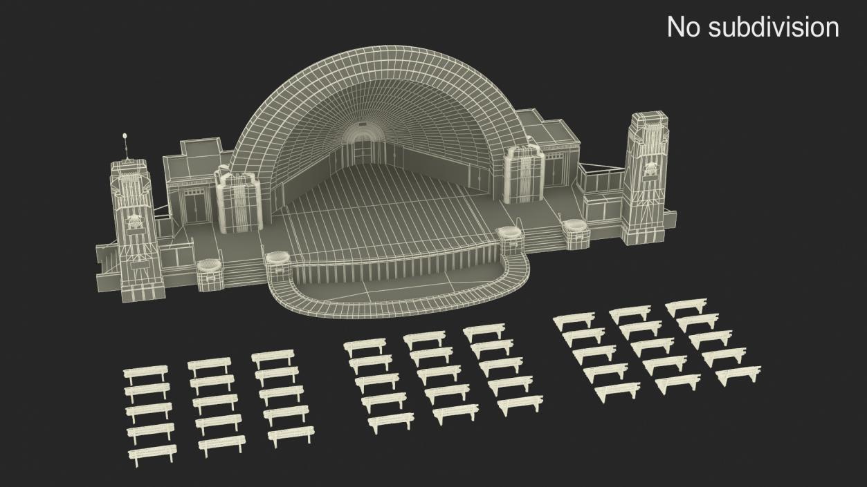 Open Air Amphitheater Structure with Seats 3D