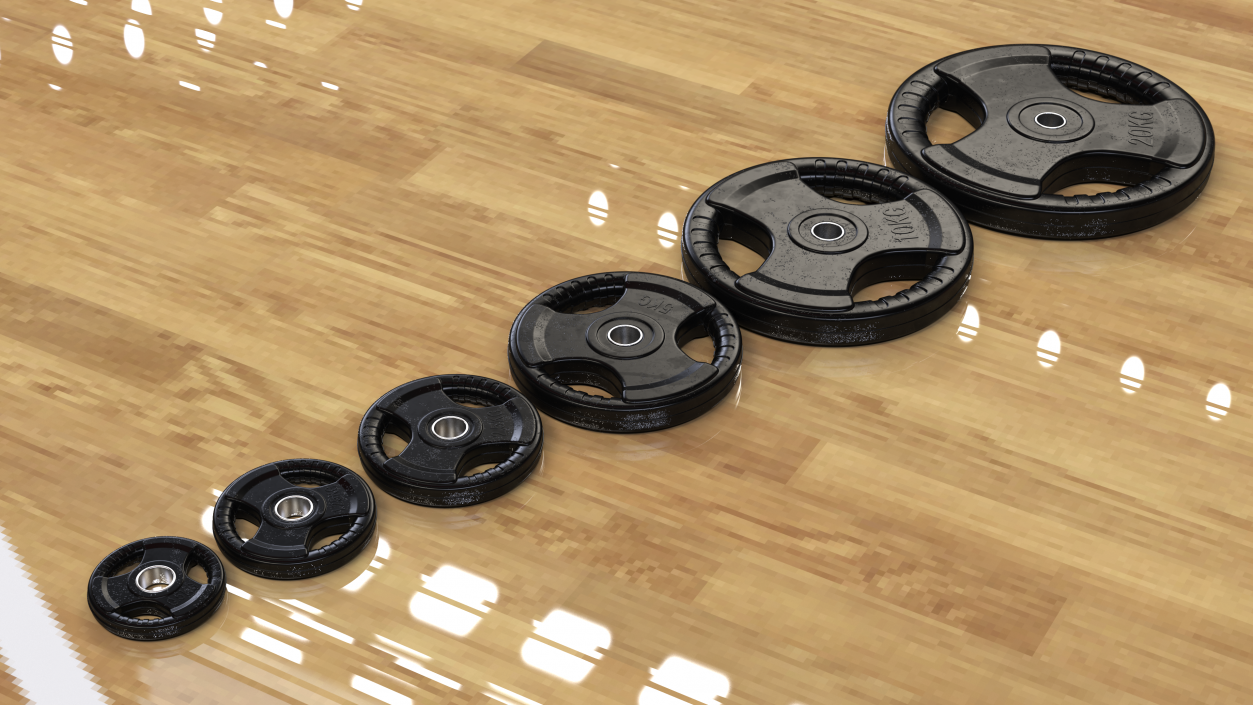 Olympic Tri Grip Weight Plates Set 3D model