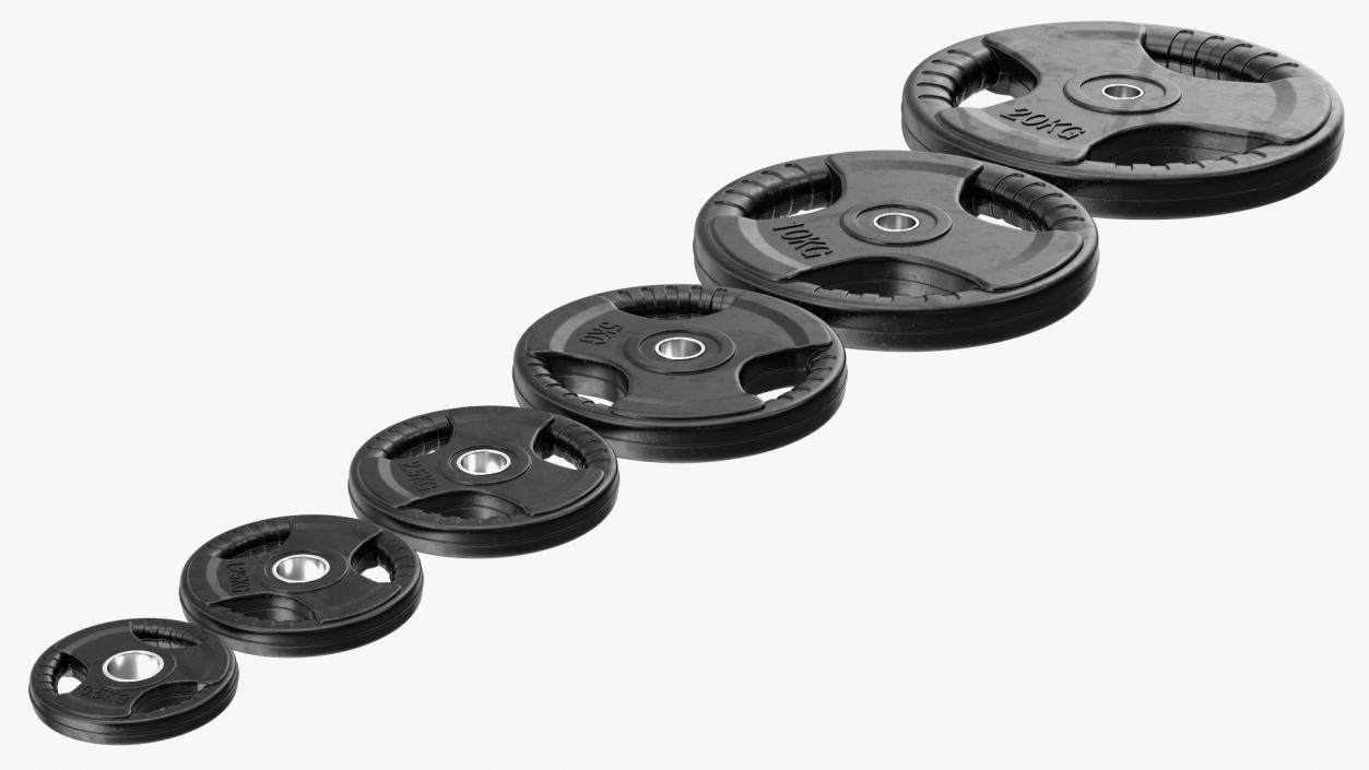 Olympic Tri Grip Weight Plates Set 3D model