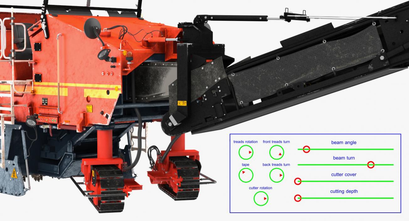 3D Asphalt Milling Machine Dirty Rigged