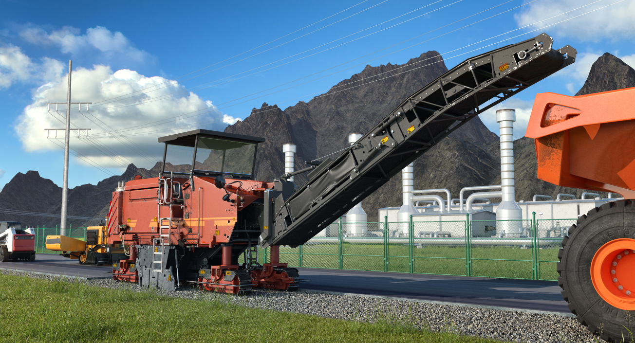 3D Asphalt Milling Machine Dirty Rigged