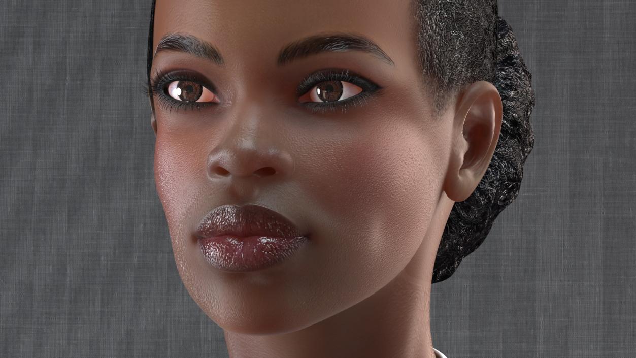 3D Dark Skin Business Style Woman Neutral Pose model