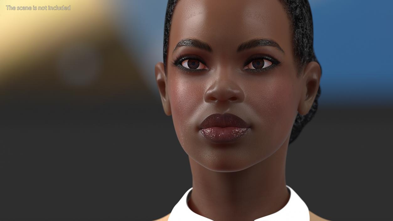 3D Dark Skin Business Style Woman Neutral Pose model