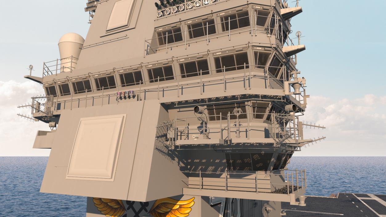 USS Gerald Ford Aircraft Carrier Rigged 3D model