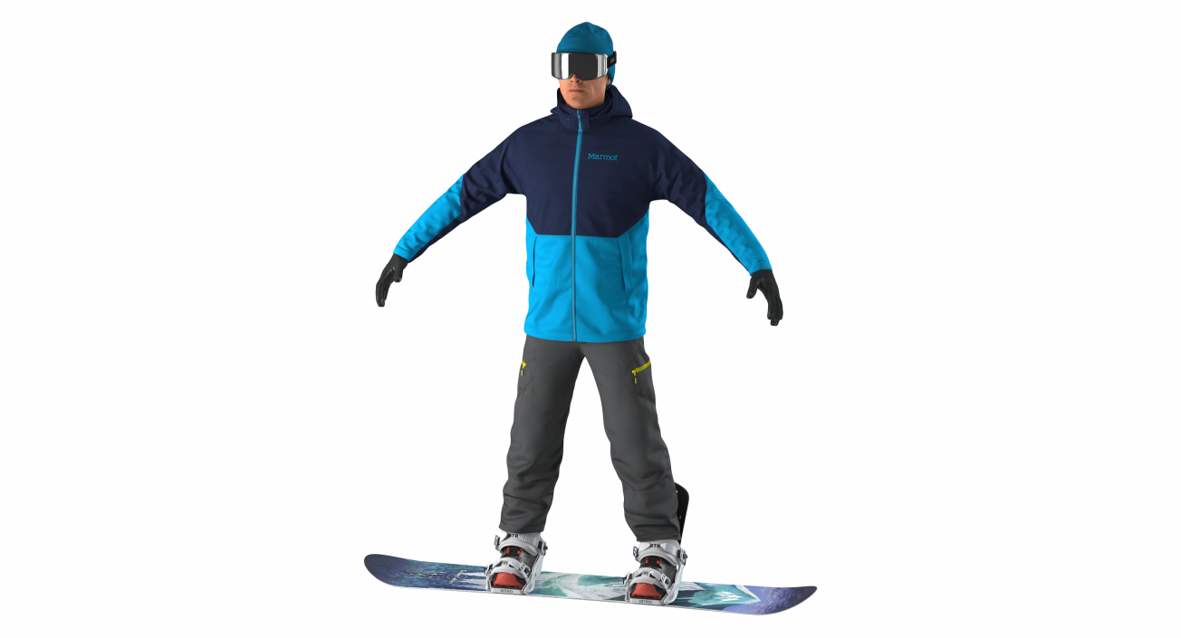 3D model Snowboarder on Board