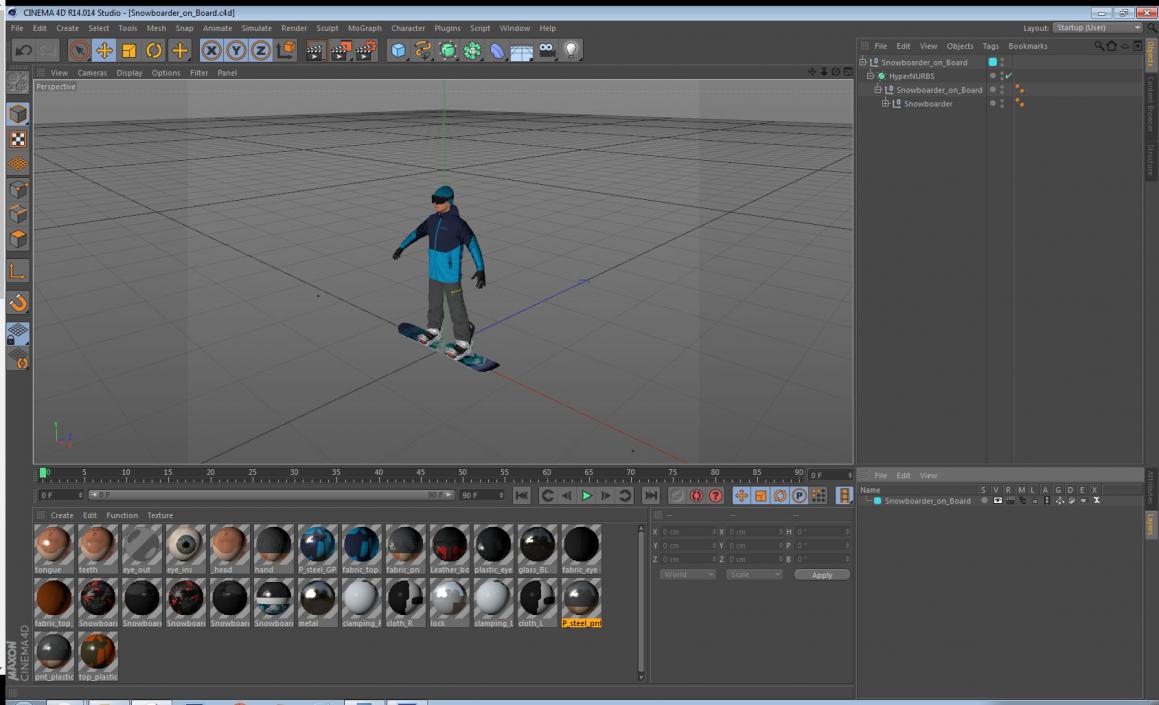 3D model Snowboarder on Board