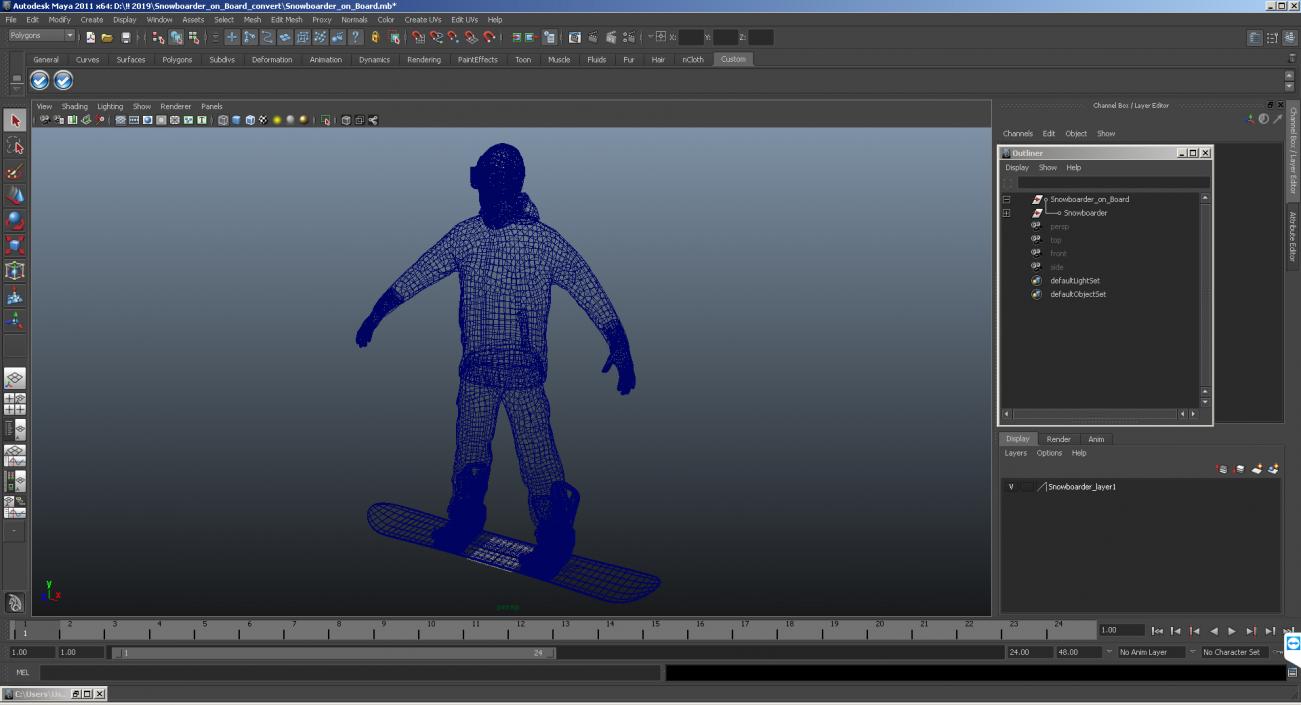 3D model Snowboarder on Board