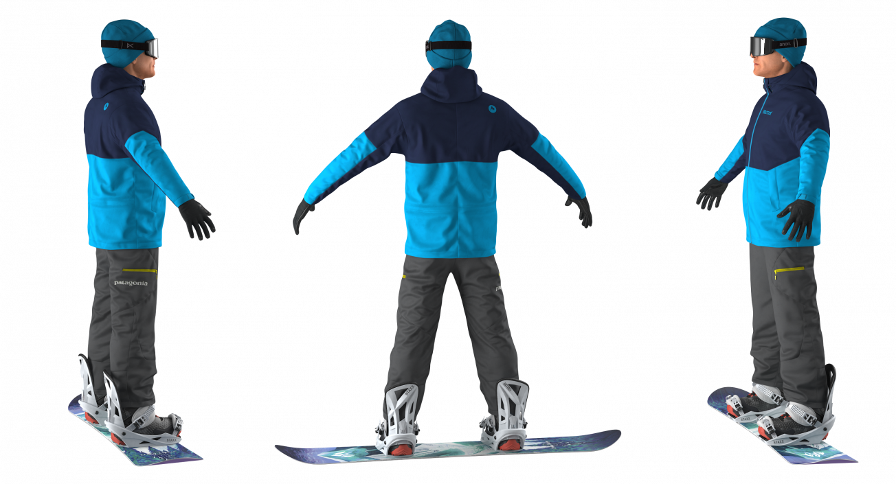 3D model Snowboarder on Board