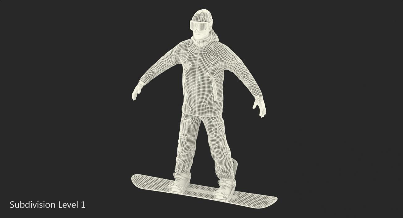 3D model Snowboarder on Board