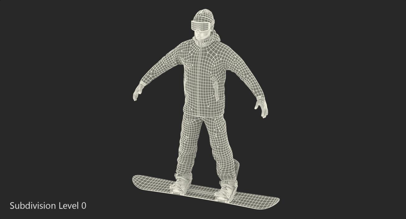 3D model Snowboarder on Board