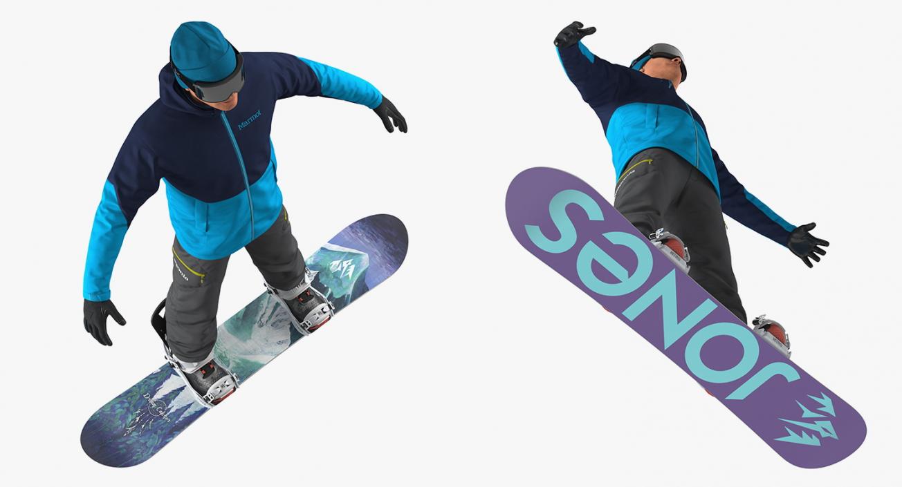 3D model Snowboarder on Board