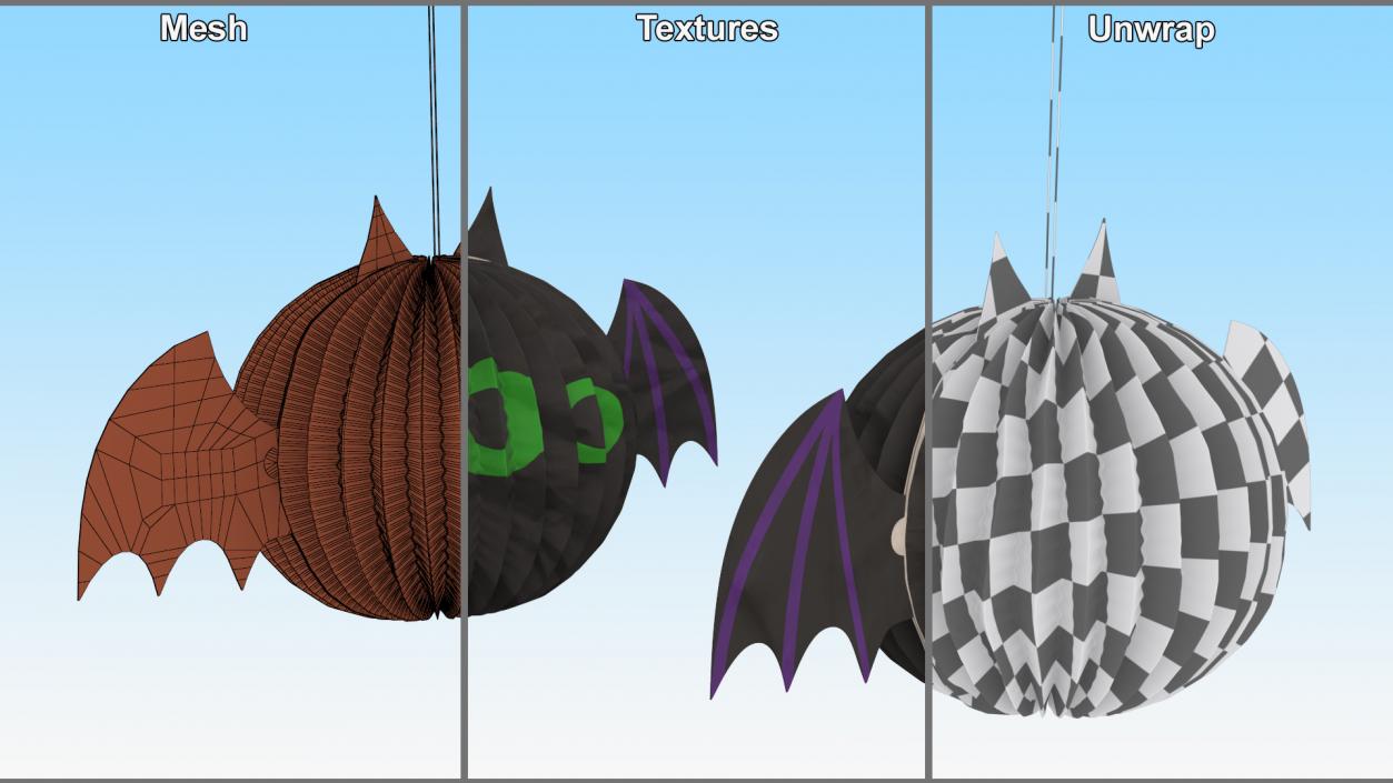 3D Halloween Bat Paper Decorations 2 model