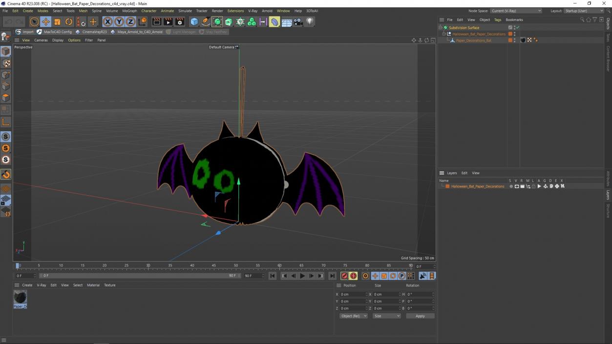 3D Halloween Bat Paper Decorations 2 model