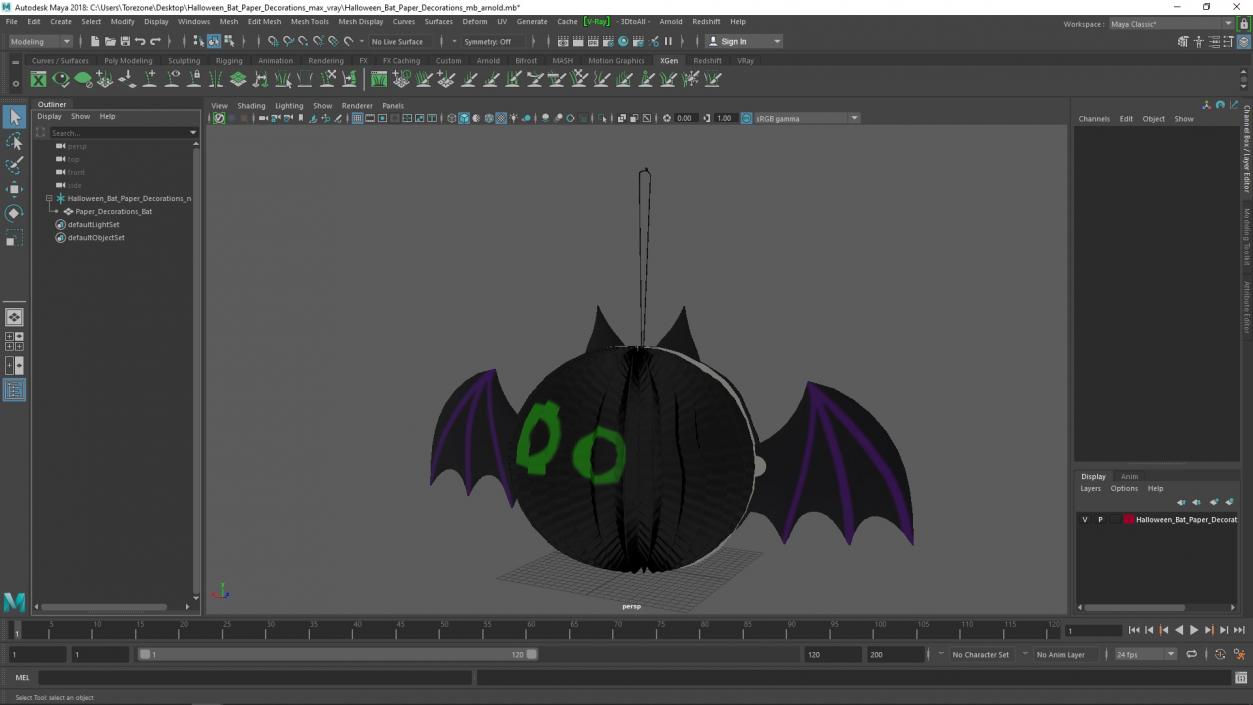 3D Halloween Bat Paper Decorations 2 model