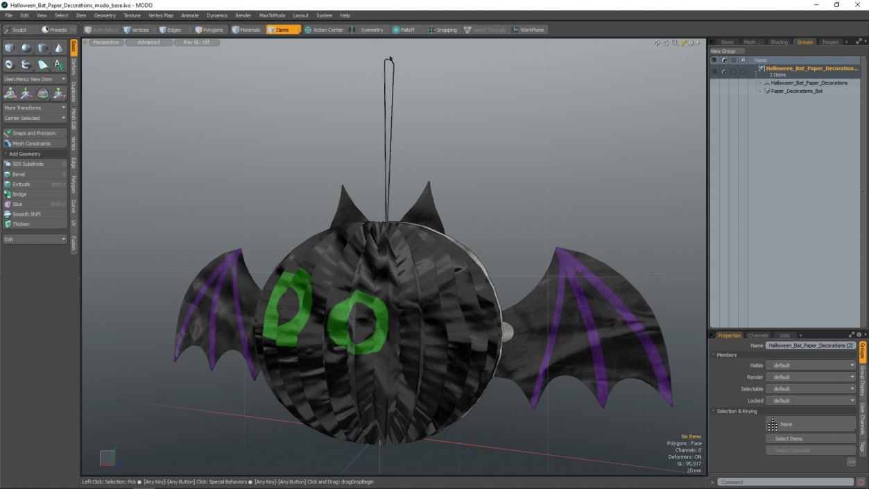 3D Halloween Bat Paper Decorations 2 model