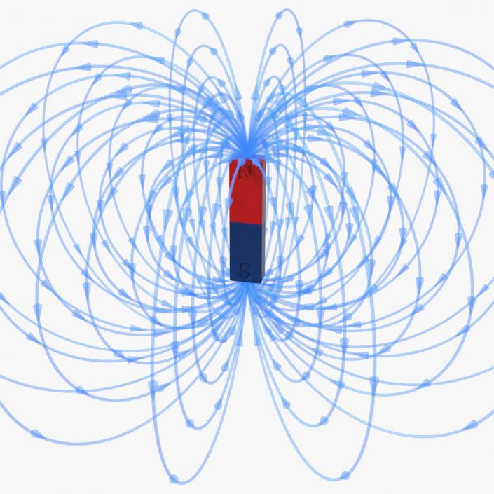 3D model Magnetic Field Rectangle Bar Magnet