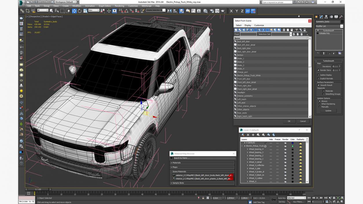 Electric Pickup Truck White 3D